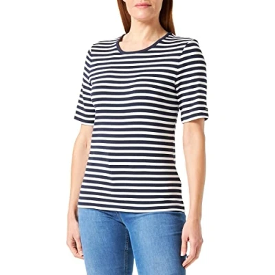 Image of GANT SLIM Striped Print Tshirt, Women&#039;s, Size: XL, Evening blue