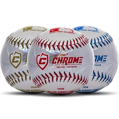 Image of Franklin Sports Soft Strike® Hollow Core Chrome Teeball MLB Youth Tball Baseball + Softball Indoor &amp; Outdoor Use
