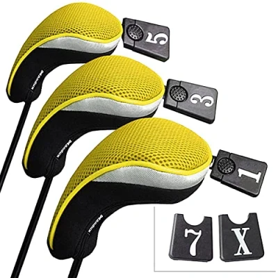 Image of Andux Golf 460cc Driver Fairway Wood Club Head Covers 3pcs/Set Yellow