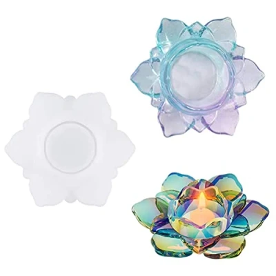 Image of Hidyliu 1 Piece Lotus Resin Moulds, Ashtray Epoxy Casting DIY Silicone Mould Flower, Craft Flower Tray, Jewellery Storage Box, Candle Holder,
