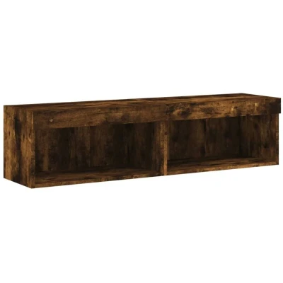 Image of vidaXL TV Cabinets with LED Lights 2 pcs Smoked Oak 60x30x30 cm
