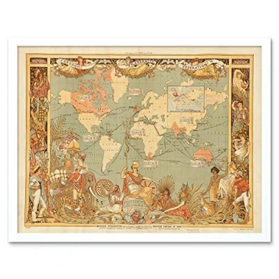 Image of Wee Blue Coo Maps British Empire 1886 Imperial Illustrated People World Art Print Framed Poster Wall Decor 12X16 Inch