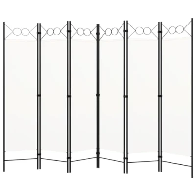 Image of vidaXL 6 Panel Room Divider Folding Screen Movable Partition Privacy Separator Wall Furniture Indoor Bedroom Office Cream White 240x180 cm