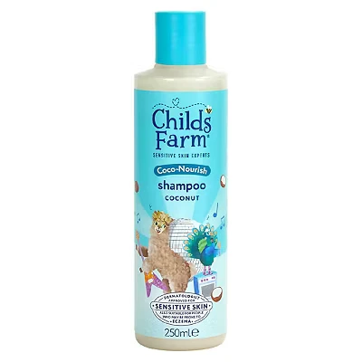Image of Childs Farm Coco Nourish Shampoo, Gently Cleanse Dry and Curly Hair, Tear Free, Coconut, Kids, 250ml