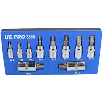 Image of Triple Square Spline and Tamperproof Sockets 1/4&quot; 3/8&quot; 1/2&quot; Dr 10pcs AT303