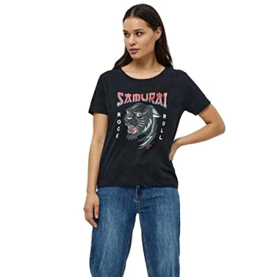 Image of Desires Women&#039;s Astrid Short Sleeve Print T Shirts UK Autumn Tshirt Size S, 9000 Black, S