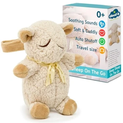 Image of Cloud b Travel Soothing Sound Machine Cuddly Stuffed Animal 4 White Noise Auto Shutoff Sleep Sheep on the Go
