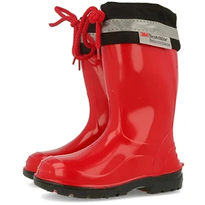 Image of Lemigo Kim Kids Boys Girls Childrens Wellington Boots Rainy Snow Wellies (8 UK Child, Red, numeric_8)