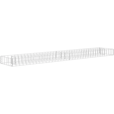 Image of vidaXL Gabion Raised Bed Galvanised Steel Rectangular Garden Basket Planter 180x30x10cm Silver, Outdoor/Patio Use