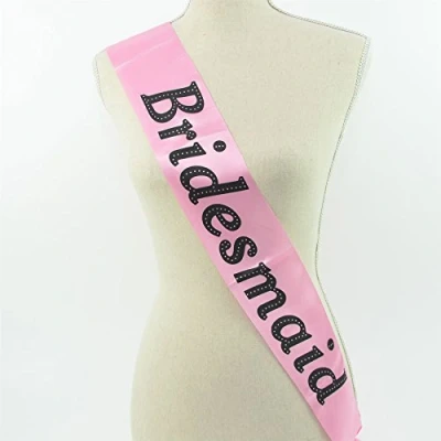 Image of SHATCHI Shash Bridesmaid Hen Party Night Out Wedding Bridal Shower Fancy Dress Accessory Decoration, Pink/Black