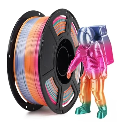Image of FLASHFORGE Silk PLA Gradient Rainbow Candy, Multicolored Color Change 3D Printing Filament, Light Purple Green Yellow Pink Shiny Fast Changing Each 8M Gradually, Ultra High Glossiness