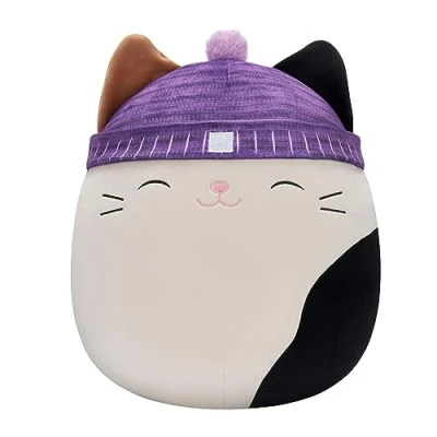 Image of Squishmallows Original 14 Inch Cam Calico Cat with Purple Hat Large Ultrasoft Official Jazwares Plush SQCR03800