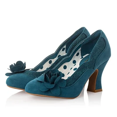 Image of Ruby Shoo Women&#039;s Petrol Chrissie Mid Heel Court Shoes UK 7