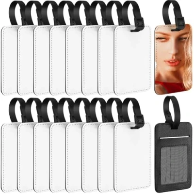 Image of Sizoriruk 16pcs Sublimation Luggage Tags PU Leather Name Tag Blank Suitcase Heat Transfer Bag ID Card Holder Travel