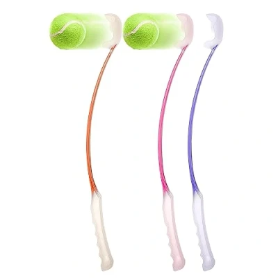 Image of Petopedia 2x 64cm Long Dog Ball Launcher for Dogs with 2 Balls Assorted Toys Thrower Tennis Strong Grip Hands Free Pick Up Throw