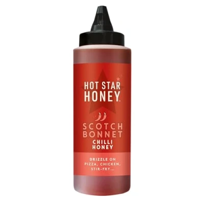 Image of Hot Star Honey Chilli Sauce Hand Crafted Scotch Bonnet Perfect for Chicken, Pizza, Pasta, Steak and Noodle 340g bottle