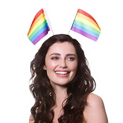 Image of Wicked Costumes Adult Pride Rainbow Flag Boppers on Headband