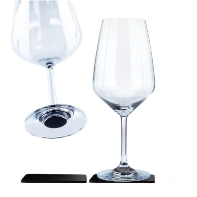 Image of Silwy® Magnetic Glasses, Fine Crystal Glasses with Perfectly Integrated Magnet and Metallic Nano Coasters (Wine Bordeaux)