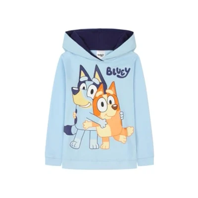 Image of Bluey Hoodie Boys Girls Cotton Kids Hoody (5 6 Years) Blue