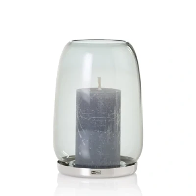 Image of AdHoc WL61 Lantern for Indoor and Outdoor Yuna 16.5 cm Premium Borosilicate Glass Candle Holder Tea Lights, Candles or LED Hand Blown Unique Pieces in Scandinavian Design Smoke Grey