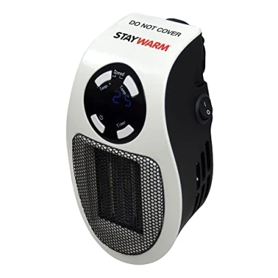 Image of STAYWARM 500w Plugin Local (2m2) Power Heater / 2 Fan Speeds 15 30C Temperature Control 1 12 Hour Timer Auto Shut Off F2210WH