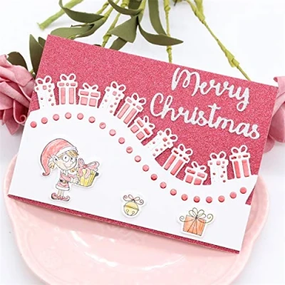 Image of Merry Christmas Metal Cutting Dies, YunTrip Gift Border Dies Stencils for DIY Scrapbooking Photo Album Decorative Paper Craft Card Making Supplies