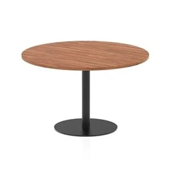 Image of Italia 1200mm Poseur Round Table Walnut Top 720mm High Black Leg