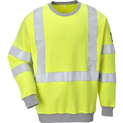 Image of Portwest Flame Resistant Anti Static Hi Vis Sweatshirt, Color: Yellow, Size: L, FR72YERL