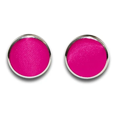 Image of DQT Men Plain Satin Fabric Inlay Wedding Cufflinks Hot Pink