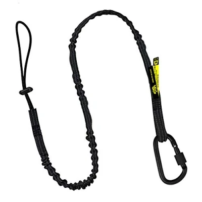 Image of BearTOOLS Long Reach Extended Tool Safety Lanyard Fall Protection Aluminium Screw Lock Twin Locking Attachments Ultra Sturdy (Black 1PK)