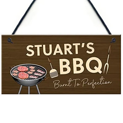 Image of RED OCEAN Funny Joke Personalised BBQ Sign Man Cave Garden Shed Dad Uncle Grandad Gift