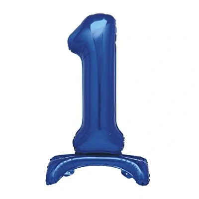 Image of Unique 12881 Giant Standing Foil Number 1 Balloon 76 cm Blue