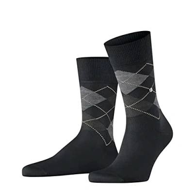 Image of Mens 1 Pair Burlington Manchester Argyle Cotton Socks Black / Grey 11 14