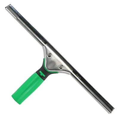 Image of UNGER 79001 ErgoTec Window Squeegee 45cm Rubber Blade, Stainless Steel Channel &amp; Grip Handle Cleaning Equipment, Green