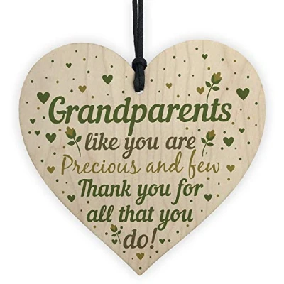 Image of RED OCEAN Grandparent Gift Keepsake Wooden Heart Birthday For Nan Grandad Grandma Grandpa