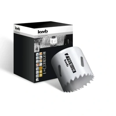 Image of kwb HSS bi metal hole saw Ø 46 mm, 8% cobalt alloy with progressive vario toothing and high precision for versatile use