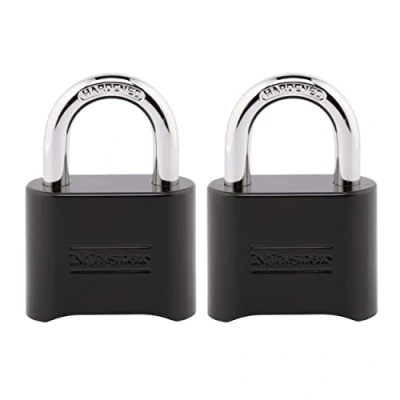 Image of Master Lock Combination Lock, Set Up Your Own Padlock, Indoor Outdoor Weatherproof Code 2 Pack, 178EC2, Black