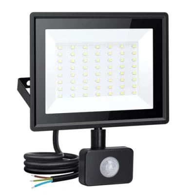 Image of Aigostar Security Lights Outdoor Motion Sensor, 50W PIR Sensor Light 4300 Lumens, Black Flood Light, Super Bright Outdoor, IP65 Waterproof Floodlight for Backyard, Garden, Patio