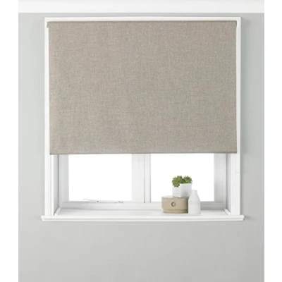 Image of Riva Home Eclipse Blackout Roller Blind, Polyester, Natural, 153 x 162cm