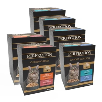 Image of HiLife Perfection Adult Wet Cat Food, Mixed Multipack Chicken Choices (x12) / Seafood Selection (x24), Grain Free &amp; Made With 100% Natural Ingredients (36 Pouches x 70g)