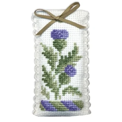 Image of Textile Heritage Victorian Thistles Lavender Sachet Cross Stitch Kit