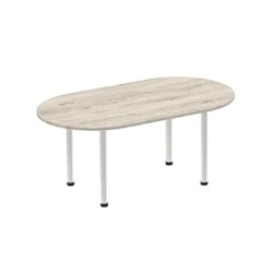 Image of Impulse 1800mm Boardroom Table Grey Oak Top Silver Post Leg