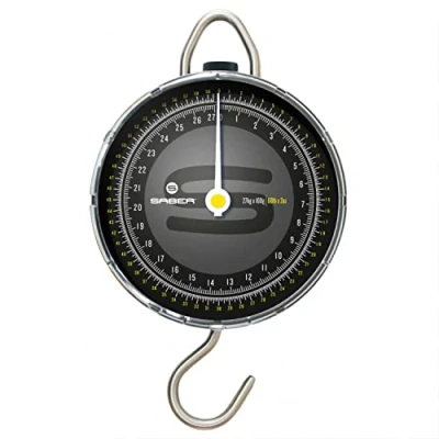 Image of Saber Dial Scales Up To 60lb Black Fluorescent Pointer Easy Read Perfect For Weighing Carp And Normal Fish