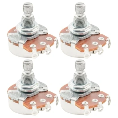 Image of Alpha Full A250K Metric Potentiometers Split Shaft Audio Taper Pots for Electric Guitar or Bass (4 Pcs)