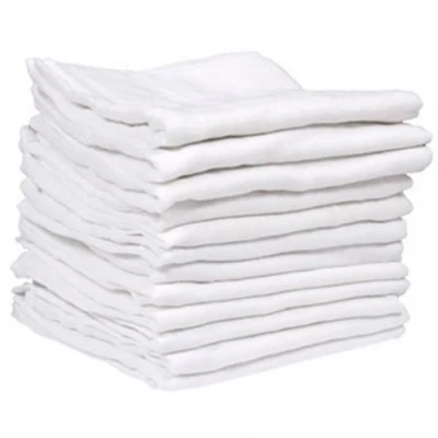Image of MuslinZ White Baby Muslin Cloths, Burp Muslins, Diaper 100% Pure Cotton, Newborn Essential (18, 70x70cms (18 count))