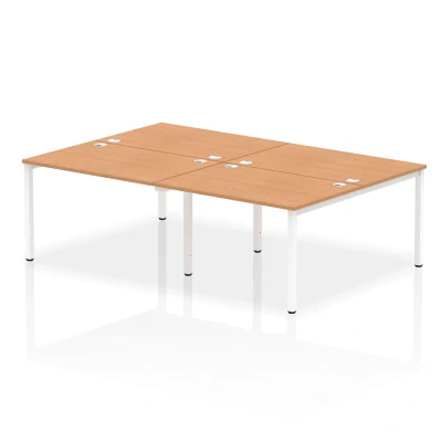 Image of Impulse Bench B2B 4 Person 1200 White Frame Office Desk Oak
