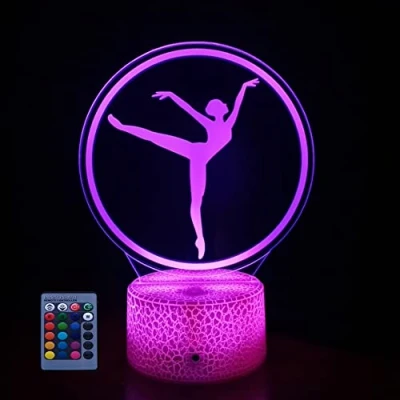 Image of HPBN8 Ltd 3D Ballet Night Light USB Powered Remote Control Touch Switch Decor Table Desk Lamps 7/16 Color Changing Lights LED Lamp Xmas Home Love Brithday Children Kids Gift