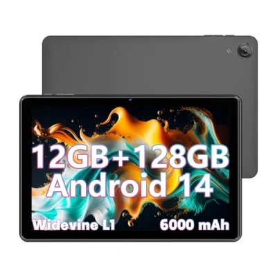 Image of Rebecco 2024 Tablet 10 Inch Android 14 Tablets, 12GB RAM+128GB ROM(Expand to 1TB), Octa Core 1280 * 800 IPS HD Display Tablet, Unisoc A523 CPU, 5G/2.4G WiFi, Dual 5MP+8MP Camera,(Gray)