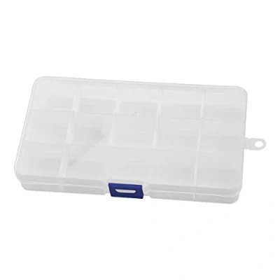 Image of Jagowa 15 Grids Plastic Jewellery Organiser Bead Earring Storage Box Clear Container With Adjustable Dividers for Small Accessories (Transparent)
