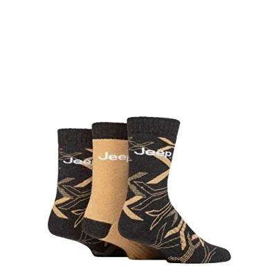 Image of Mens 3 Pair Jeep Camo Cotton Boot Socks Khaki / Stone 6 11